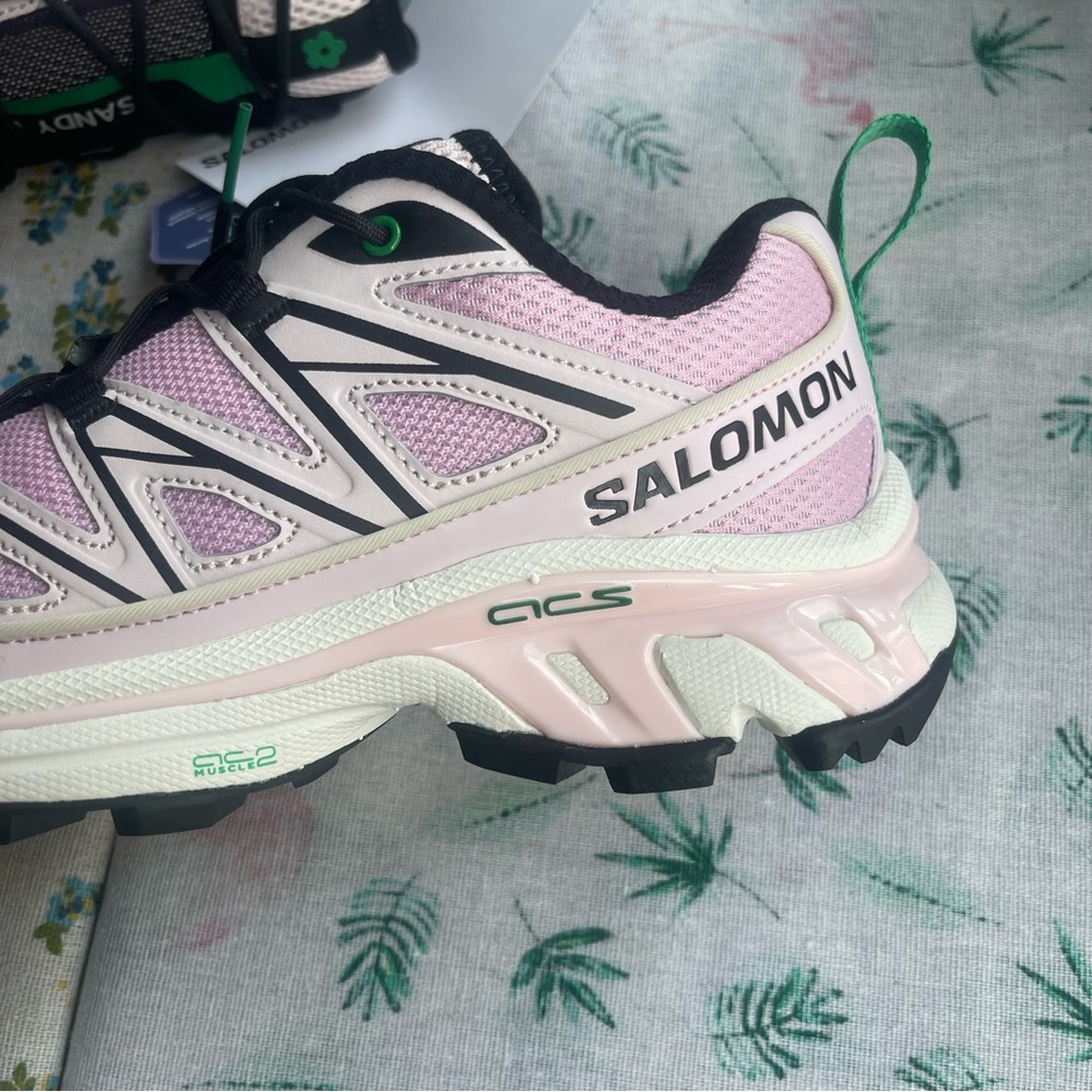 Salomon Pink and Green Women's Trail Running Shoes - Picture 5 of 8